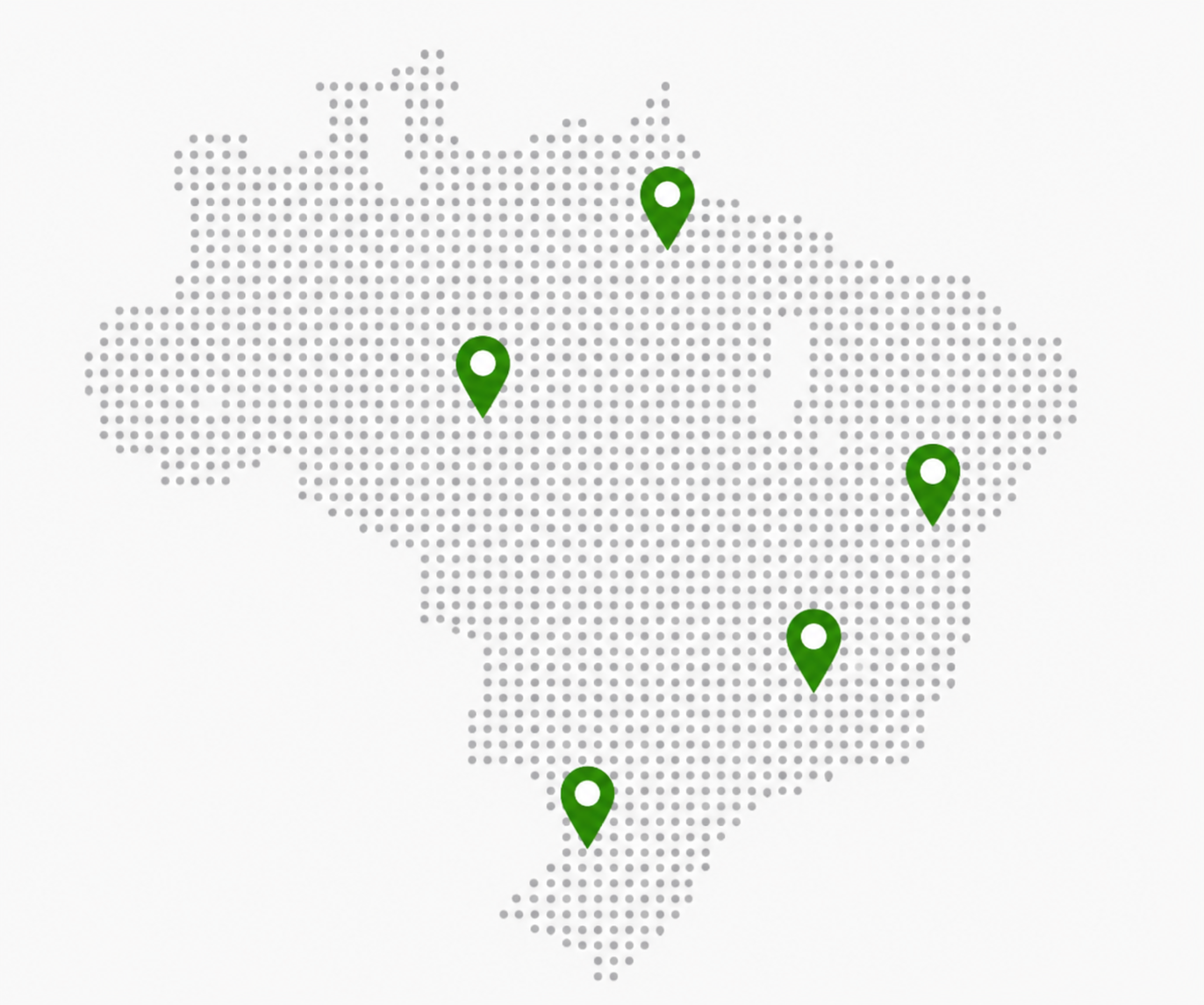 Mapa do Brasil com pontos de atendimento da Quality Gestão & Consultoria